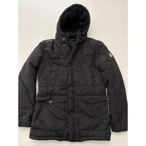 Men's Phillip Plein Couture Switzerland Coat Fur Hood Black SZ XL